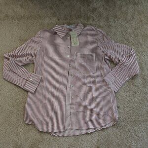 Reserved Striped Button Down Shirt in Red and White